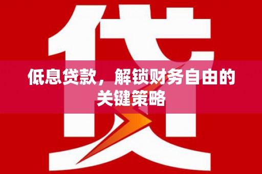 龙潭低息贷款，解锁财务自由的关键策略