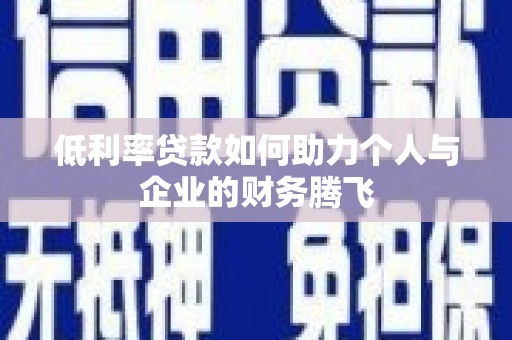 顺平低利率贷款如何助力个人与企业的财务腾飞